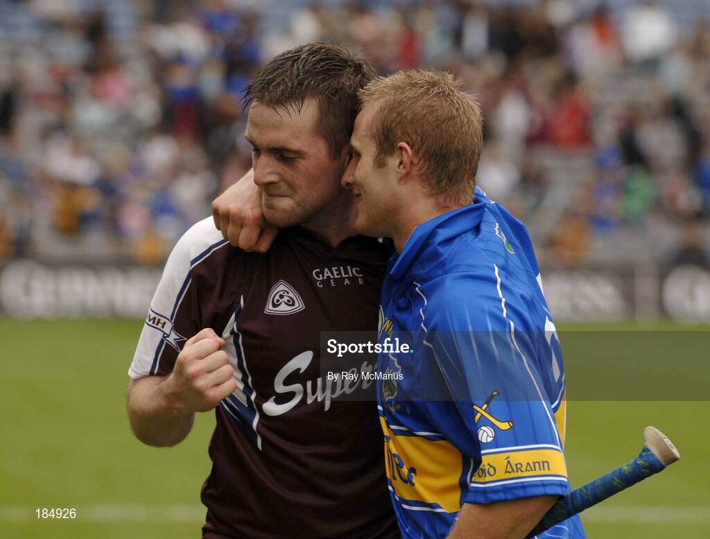 31 July 2005; David Forde and Niall Healy, Galway, celebrate victory. Guinness All-Ireland Senior Hurling Championship Quarter-Final, Galway v Tipperary, Croke Park, Dublin. Picture credit; Ray McManus / SPORTSFILE