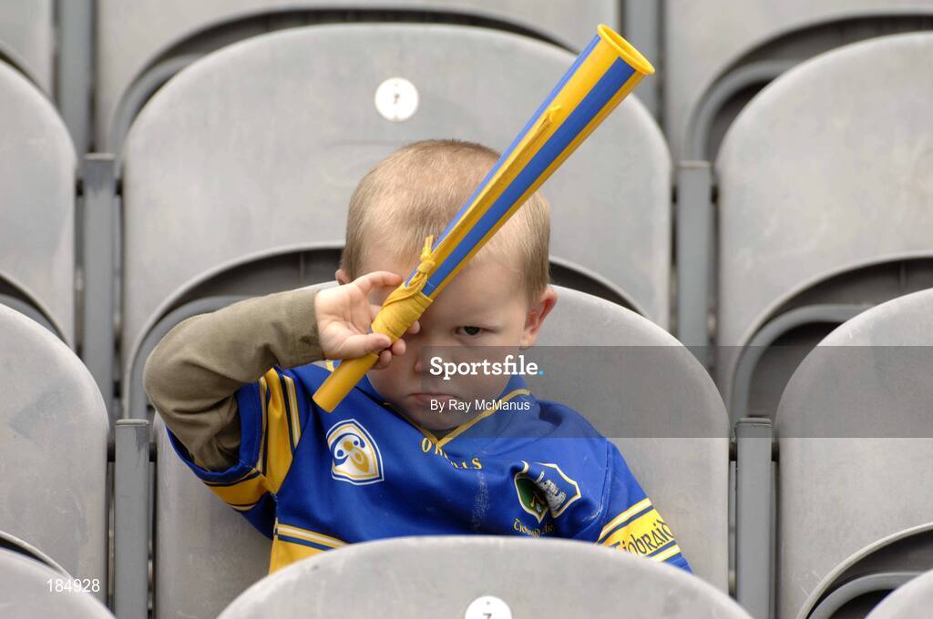 31 July 2005; Two and a half year old Natham Cummins, from Roscrea, Co. Tipperary, before the start of the game. Tipperary, Guinness All-Ireland Senior Hurling Championship Quarter-Final, Galway v Tipperary, Croke Park, Dublin. Picture credit; Ray McManus / SPORTSFILE