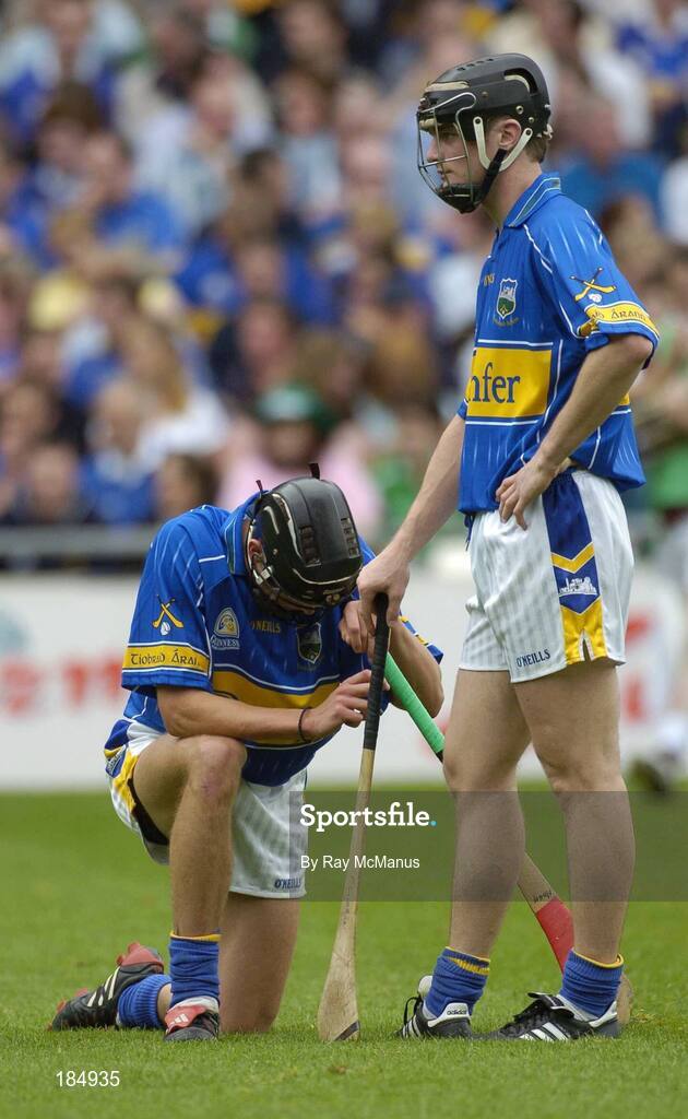 31 July 2005; Hugh Moloney, left, and Paul Curran, Tipperary, show their disappointment. Guinness All-Ireland Senior Hurling Championship Quarter-Final, Galway v Tipperary, Croke Park, Dublin. Picture credit; Ray McManus / SPORTSFILE