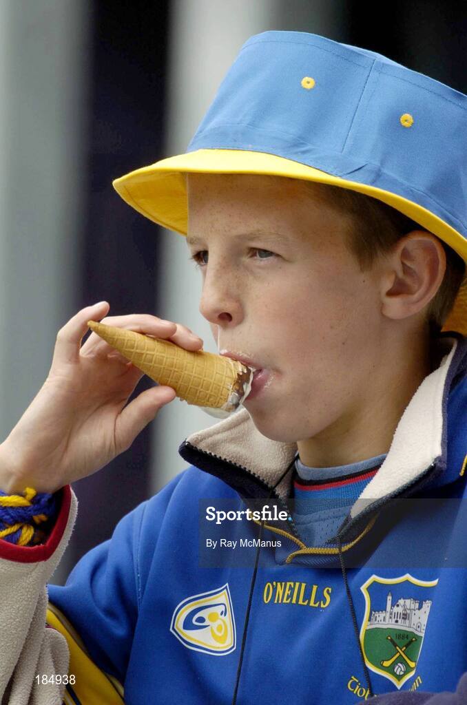 31 July 2005; A Tipperary supporter enjoys an ice cream. Guinness All-Ireland Senior Hurling Championship Quarter-Final, Galway v Tipperary, Croke Park, Dublin. Picture credit; Ray McManus / SPORTSFILE