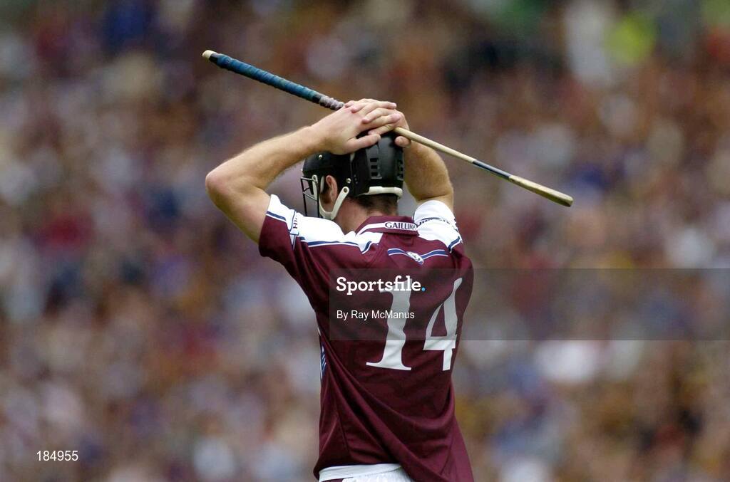 31 July 2005; Richie Murray, Galway, shows his dissapointment at missing a goal chance. Guinness All-Ireland Senior Hurling Championship Quarter-Final, Galway v Tipperary, Croke Park, Dublin. Picture credit; Ray McManus / SPORTSFILE