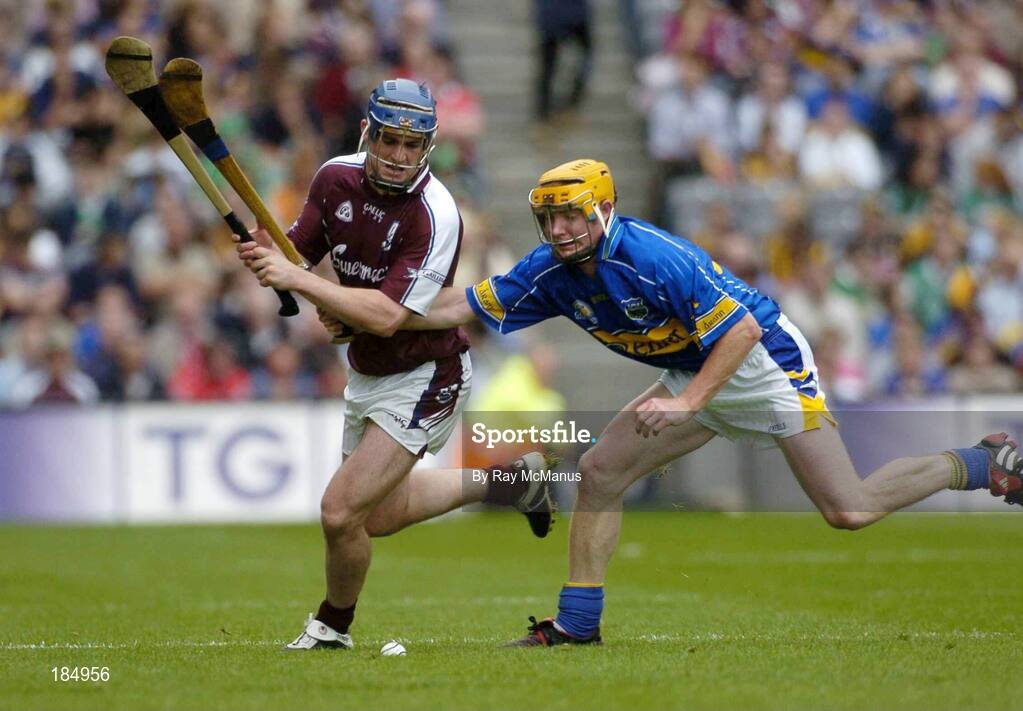 31 July 2005; David Forde, Galway, is tackled by Eamonn Corcoran, Tipperary. Guinness All-Ireland Senior Hurling Championship Quarter-Final, Galway v Tipperary, Croke Park, Dublin. Picture credit; Ray McManus / SPORTSFILE