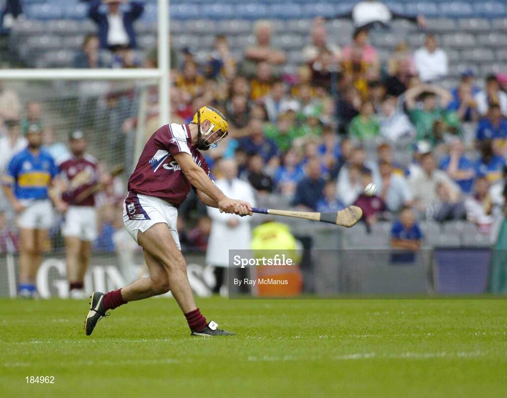31 July 2005; Ger Farragher, Galway, scores a point from a late free. Guinness All-Ireland Senior Hurling Championship Quarter-Final, Galway v Tipperary, Croke Park, Dublin. Picture credit; Ray McManus / SPORTSFILE