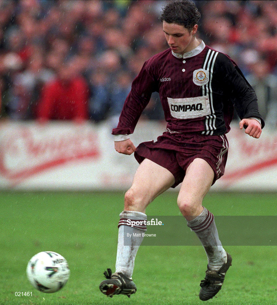 4 April 1999; Aubrey Dolan of Galway United during the Harp Lager FAI Cup Semi-Final match between Galway United United and Finn Harps at Terryland park in Galway. Photo by Matt Browne/Sportsfile