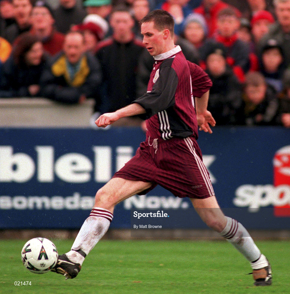 4 April 1999; Billy Clery of Galway United during the Harp Lager FAI Cup Semi-Final match between Galway United United and Finn Harps at Terryland park in Galway. Photo by Matt Browne/Sportsfile