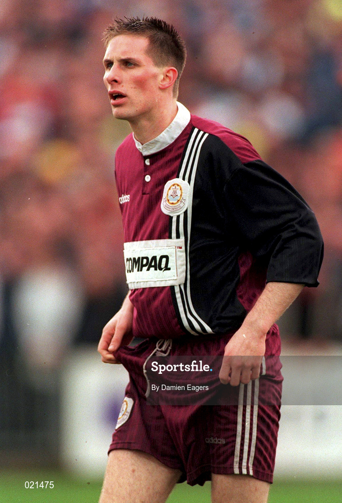 4 April 1999; Billy Clery of Galway United during the Harp Lager FAI Cup Semi-Final match between Galway United United and Finn Harps at Terryland park in Galway. Photo by Damien Eagers/Sportsfile