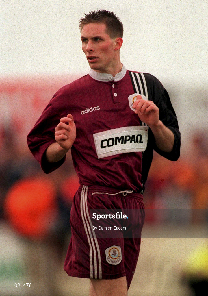 4 April 1999; Billy Clery of Galway United during the Harp Lager FAI Cup Semi-Final match between Galway United United and Finn Harps at Terryland park in Galway. Photo by Damien Eagers/Sportsfile