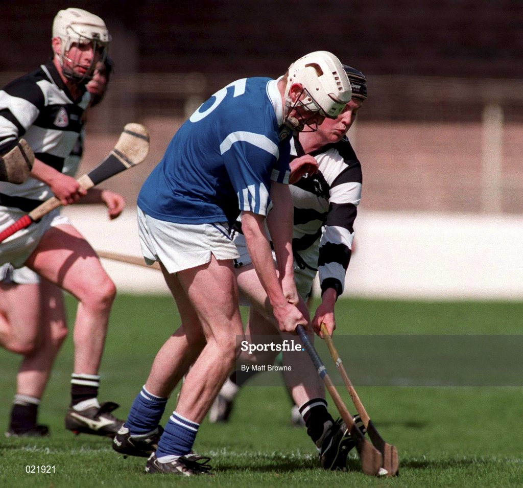 18 April 1999; Justin McMahon of St Flannan's in action against Gary Whelan of St Kieran's during GAA All-Ireland Post Primary Senior A Schools Hurling Croke Cup Final match between St Flannan's Ennis, Clare and St Kieran's Kilkenny at Croke Park in Dublin. Photo by Matt Browne/Sportsfile