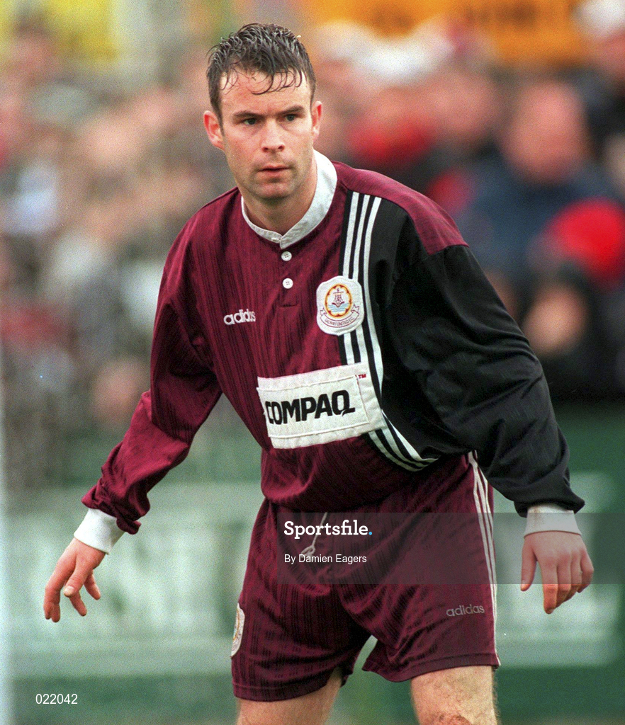 4 April 1999; Mick Quirke of Galway United during the Harp Lager FAI Cup Semi-Final match between Galway United United and Finn Harps at Terryland park in Galway. Photo by Damien Eagers/Sportsfile