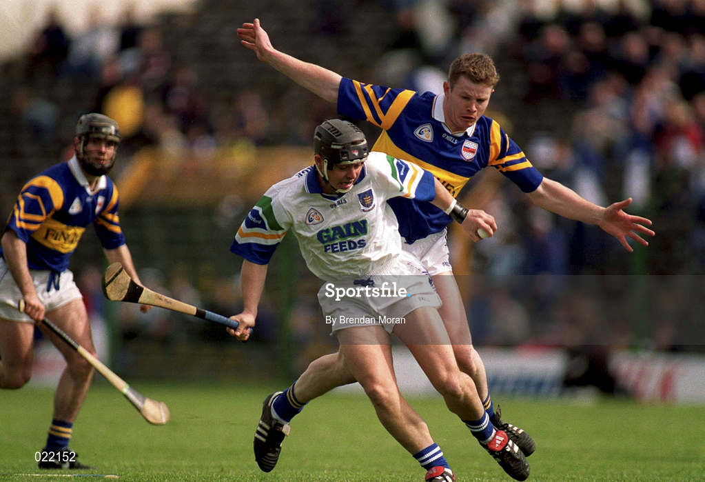 18 April 1999; Paul Flynn of Waterford in action against Conor Gleeson of Tipperary during the Church and General National Hurling League Division 1B match between Tipperary and Waterford at Semple Stadium in Thurles, Tipperary. Photo by Brendan Moran/Sportsfile