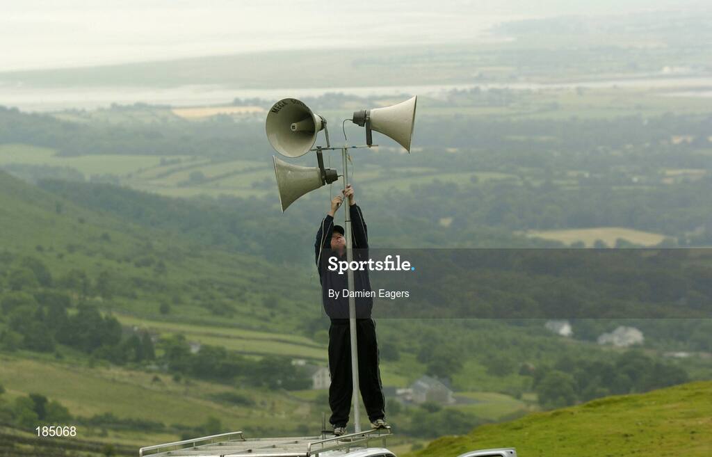 30 July 2005; The speakers are set up before the M Donnelly Poc Fada na hEireann Final. Annaverna Mountain Ravensdale, Cooley Mountains, Co. Louth. Picture credit; Damien Eagers / SPORTSFILE