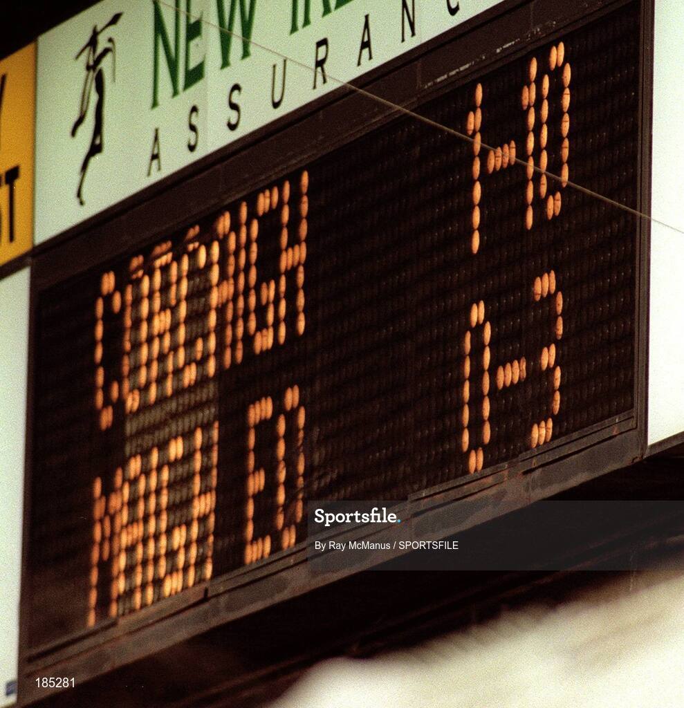 15 August 1993; The scoreboard during the game reads Cork 1-10 to Mayo 0-3. All-Ireland Football semi-final, Cork v Mayo, Croke Park, Dublin. Picture credit; Ray McManus / SPORTSFILE