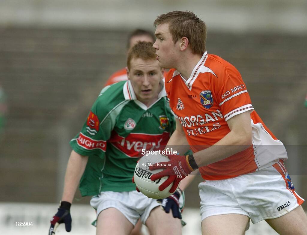 30 July 2005; Gerard McGarvey, Armagh, in action against Mayo. All-Ireland Minor Football Quarter-Final, Mayo v Armagh, Dr. Hyde Park, Roscommon. Picture credit; Matt Browne / SPORTSFILE