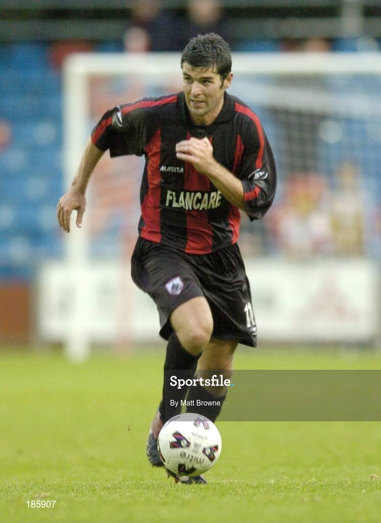 28 July 2005; David Byrne, Longford Town. UEFA Cup, First Qualifying Round, 2nd Leg, Carmarthen Town v Longford Town, Latham Park, Newtown, Wales. Picture credit; Matt Browne / SPORTSFILE