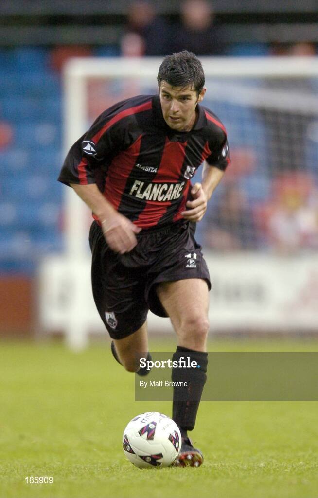 28 July 2005; David Byrne, Longford Town. UEFA Cup, First Qualifying Round, 2nd Leg, Carmarthen Town v Longford Town, Latham Park, Newtown, Wales. Picture credit; Matt Browne / SPORTSFILE