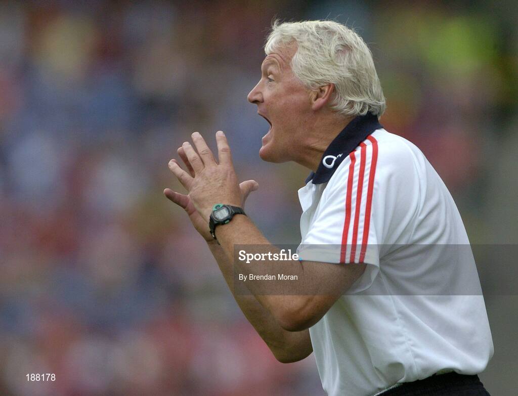 28 August 2005; Cork manager Billy Morgan issues instructions to his players during the game. Bank of Ireland All-Ireland Senior Football Championship Semi-Final, Kerry v Cork, Croke Park, Dublin. Picture credit; Brendan Moran / SPORTSFILE