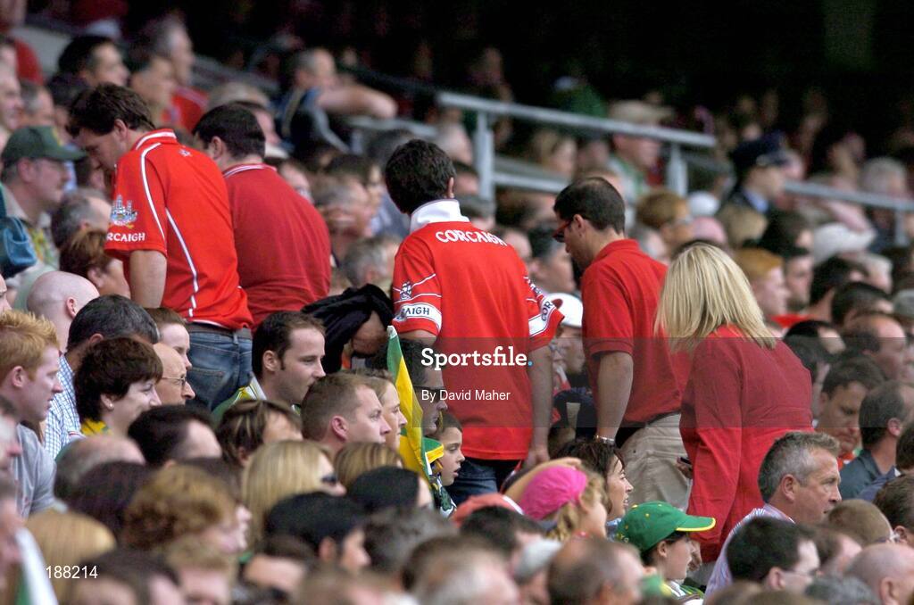 28 August 2005; Cork supporters head for the exits before the end of the game. Bank of Ireland All-Ireland Senior Football Championship Semi-Final, Kerry v Cork, Croke Park, Dublin. Picture credit; David Maher / SPORTSFILE