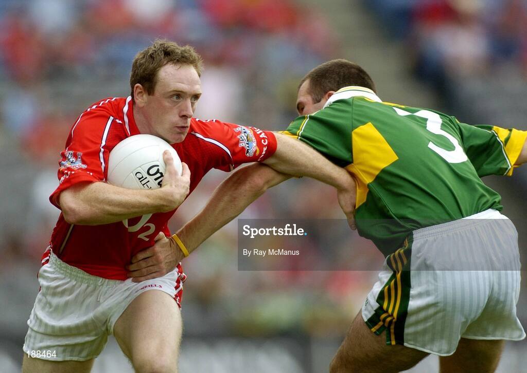 28 August 2005; Philip Clifford, Cork, in action against Michael McCarthy. Bank of Ireland All-Ireland Senior Football Championship Semi-Final, Kerry v Cork, Croke Park, Dublin. Picture credit; Ray McManus / SPORTSFILE
