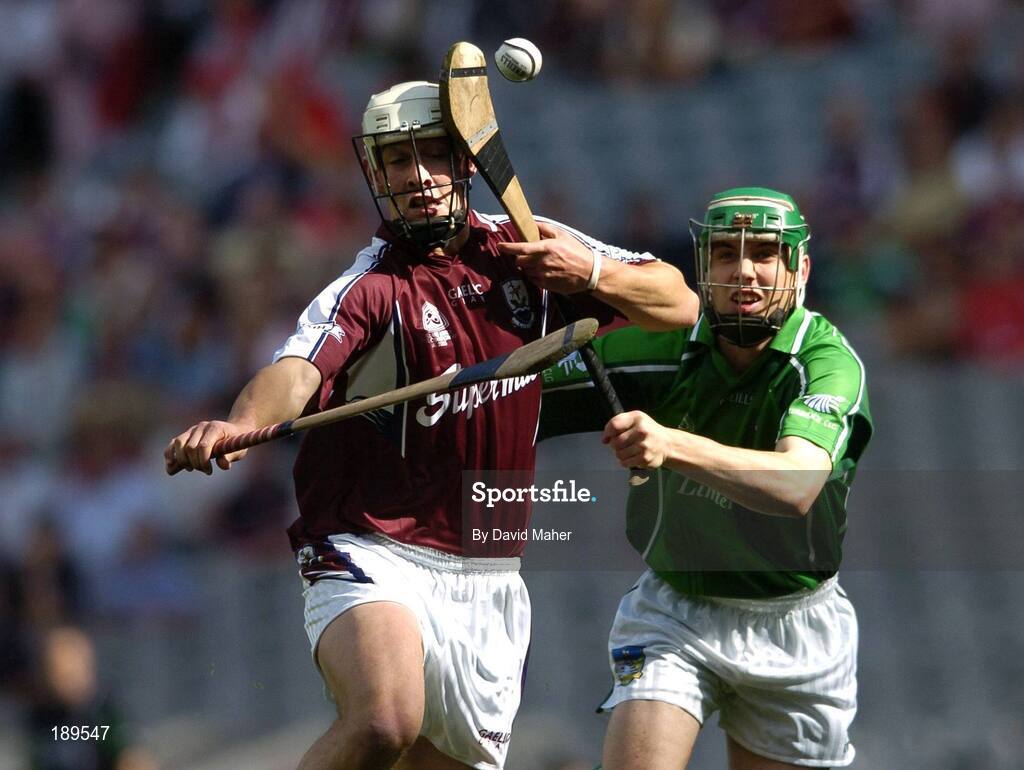 11 September 2005; Paul Loughnane, Galway, in action against Michael Ryan, Limerick. ESB All-Ireland Minor Hurling Championship Final, Galway v Limerick, Croke Park, Dublin. Picture credit; David Maher / SPORTSFILE
