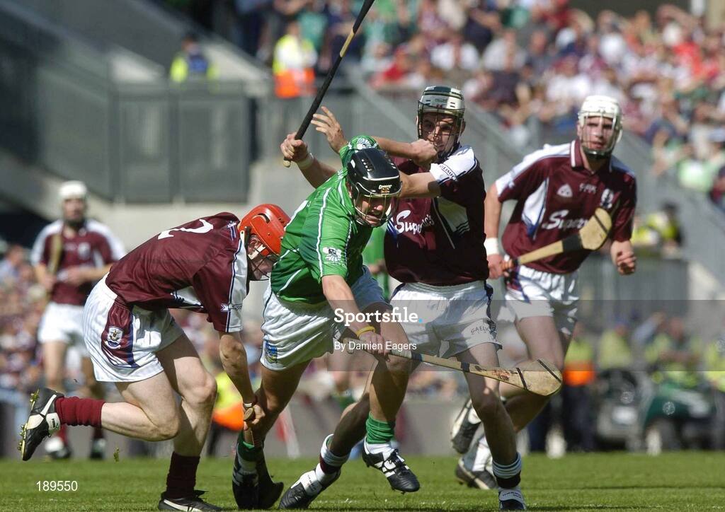 11 September 2005; Eoin Ryan, Limerick, in action against Alan Leech, left and Keith Kilkenny, Galway. ESB All-Ireland Minor Hurling Championship Final, Galway v Limerick, Croke Park, Dublin. Picture credit; Damien Eagers / SPORTSFILE