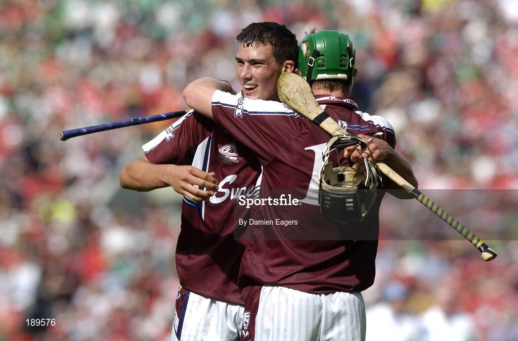 11 September 2005; John Greene, left and Joe Canning, Galway celebrate at the end of the game. ESB All-Ireland Minor Hurling Championship Final, Galway v Limerick, Croke Park, Dublin. Picture credit; Damien Eagers / SPORTSFILE