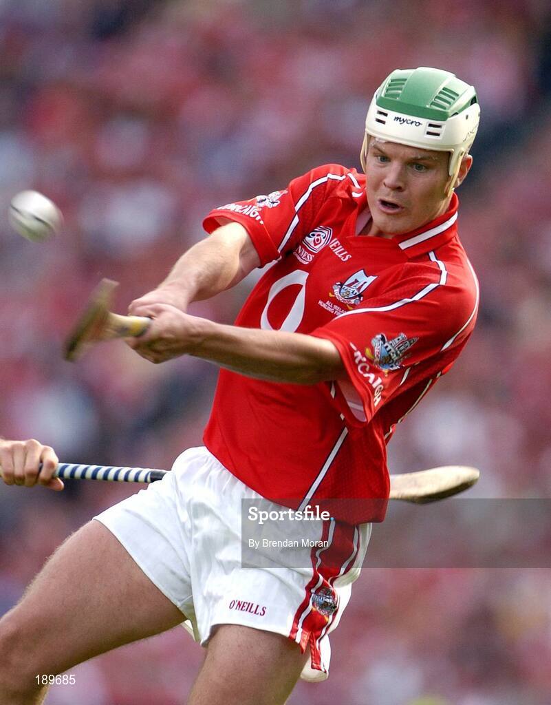 11 September 2005; Niall McCarthy, Cork. Guinness All-Ireland Senior Hurling Championship Final, Galway v Cork, Croke Park, Dublin. Picture credit; Brendan Moran / SPORTSFILE *** Local Caption *** Any photograph taken by SPORTSFILE during, or in connection with, the 2005 Guinness All-Ireland Hurling Final which displays GAA logos or contains an image or part of an image of any GAA intellectual property, or, which contains images of a GAA player/players in their playing uniforms, may only be used for editorial and non-advertising purposes.  Use of photographs for advertising, as posters or for purchase separately is strictly prohibited unless prior written approval has been obtained from the Gaelic Athletic Association.