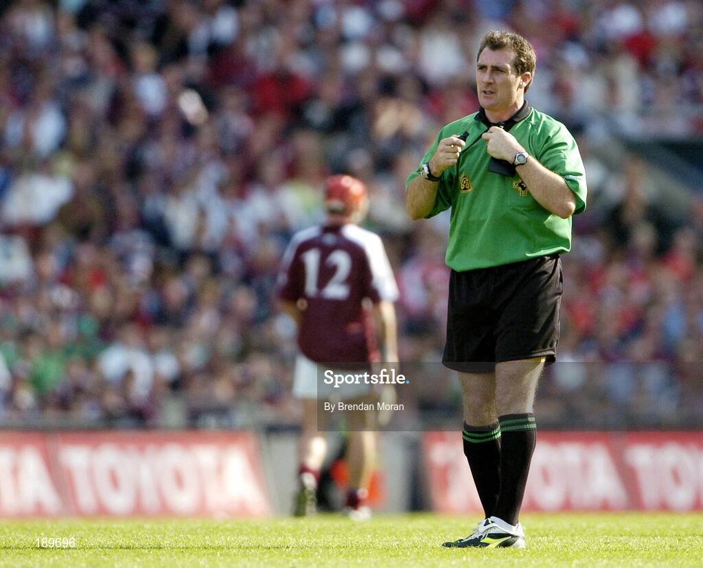 11 September 2005; Seamus Roche, Referee. Guinness All-Ireland Senior Hurling Championship Final, Galway v Cork, Croke Park, Dublin. Picture credit; Brendan Moran / SPORTSFILE *** Local Caption *** Any photograph taken by SPORTSFILE during, or in connection with, the 2005 Guinness All-Ireland Hurling Final which displays GAA logos or contains an image or part of an image of any GAA intellectual property, or, which contains images of a GAA player/players in their playing uniforms, may only be used for editorial and non-advertising purposes.  Use of photographs for advertising, as posters or for purchase separately is strictly prohibited unless prior written approval has been obtained from the Gaelic Athletic Association.