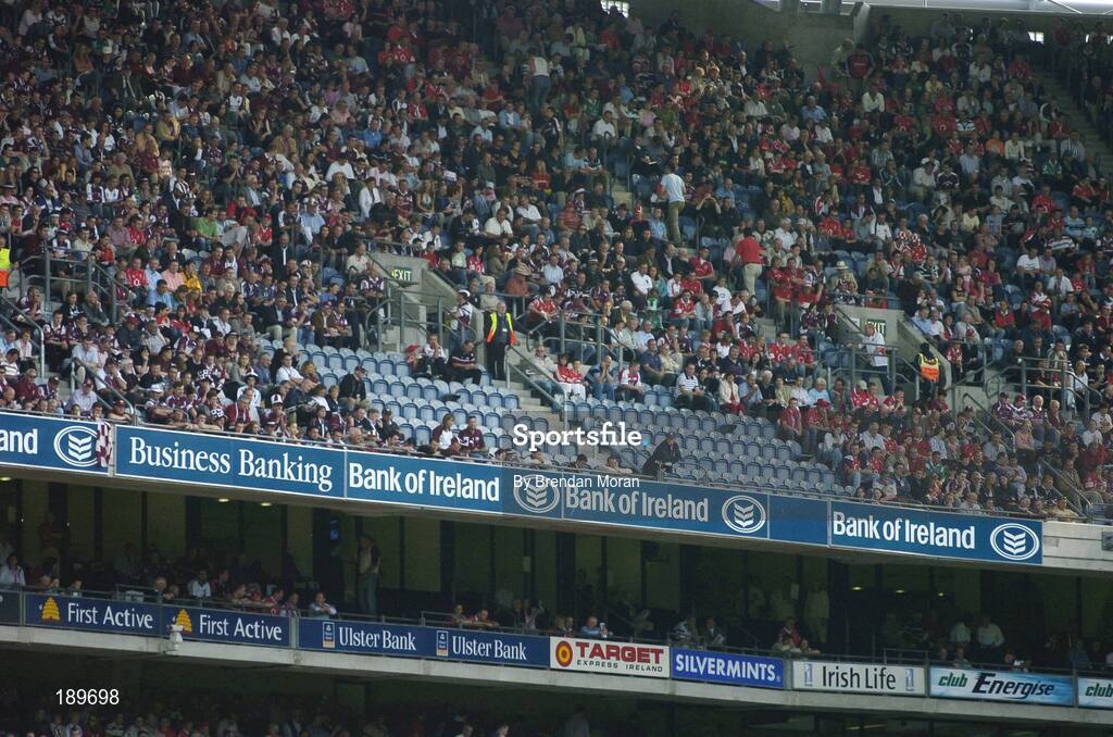 11 September 2005; A section of empty seats in the Upper Cusack stand minutes before the game. Guinness All-Ireland Senior Hurling Championship Final, Galway v Cork, Croke Park, Dublin. Picture credit; Brendan Moran / SPORTSFILE *** Local Caption *** Any photograph taken by SPORTSFILE during, or in connection with, the 2005 Guinness All-Ireland Hurling Final which displays GAA logos or contains an image or part of an image of any GAA intellectual property, or, which contains images of a GAA player/players in their playing uniforms, may only be used for editorial and non-advertising purposes.  Use of photographs for advertising, as posters or for purchase separately is strictly prohibited unless prior written approval has been obtained from the Gaelic Athletic Association.
