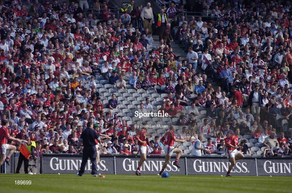 11 September 2005; A section of empty seats during the warm up before the game. Guinness All-Ireland Senior Hurling Championship Final, Galway v Cork, Croke Park, Dublin. Picture credit; Brendan Moran / SPORTSFILE *** Local Caption *** Any photograph taken by SPORTSFILE during, or in connection with, the 2005 Guinness All-Ireland Hurling Final which displays GAA logos or contains an image or part of an image of any GAA intellectual property, or, which contains images of a GAA player/players in their playing uniforms, may only be used for editorial and non-advertising purposes.  Use of photographs for advertising, as posters or for purchase separately is strictly prohibited unless prior written approval has been obtained from the Gaelic Athletic Association.