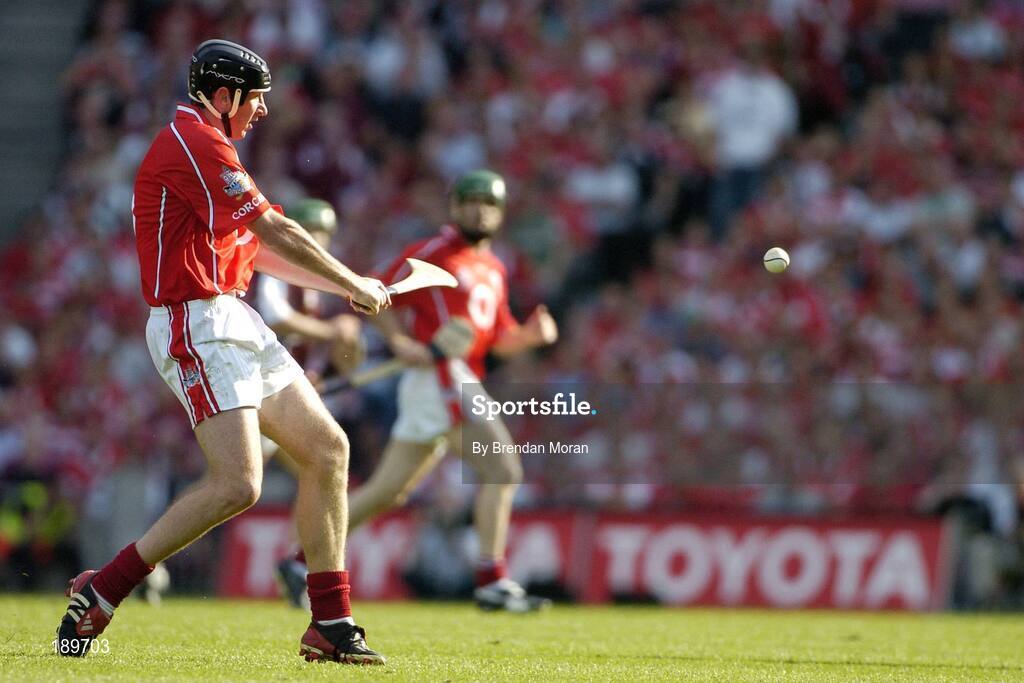 11 September 2005; John Gardiner, Cork. Guinness All-Ireland Senior Hurling Championship Final, Galway v Cork, Croke Park, Dublin. Picture credit; Brendan Moran / SPORTSFILE *** Local Caption *** Any photograph taken by SPORTSFILE during, or in connection with, the 2005 Guinness All-Ireland Hurling Final which displays GAA logos or contains an image or part of an image of any GAA intellectual property, or, which contains images of a GAA player/players in their playing uniforms, may only be used for editorial and non-advertising purposes.  Use of photographs for advertising, as posters or for purchase separately is strictly prohibited unless prior written approval has been obtained from the Gaelic Athletic Association.