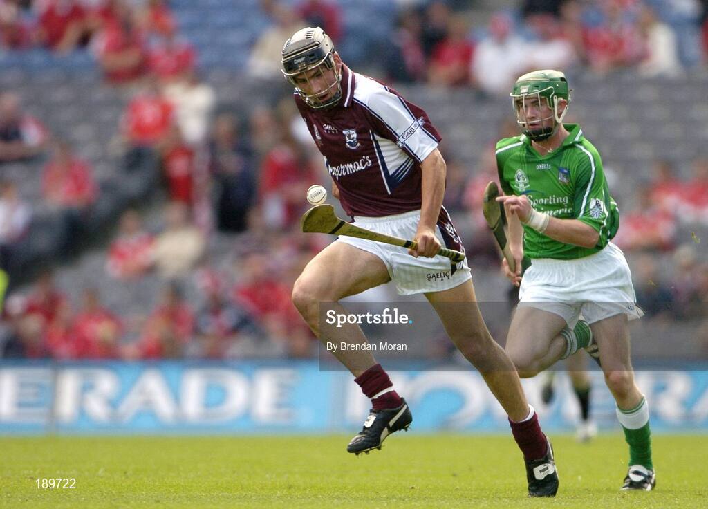 11 September 2005; John Greene, Galway, races clear of David Moloney, Limerick. ESB All-Ireland Minor Hurling Championship Final, Galway v Limerick, Croke Park, Dublin. Picture credit; Brendan Moran / SPORTSFILE
