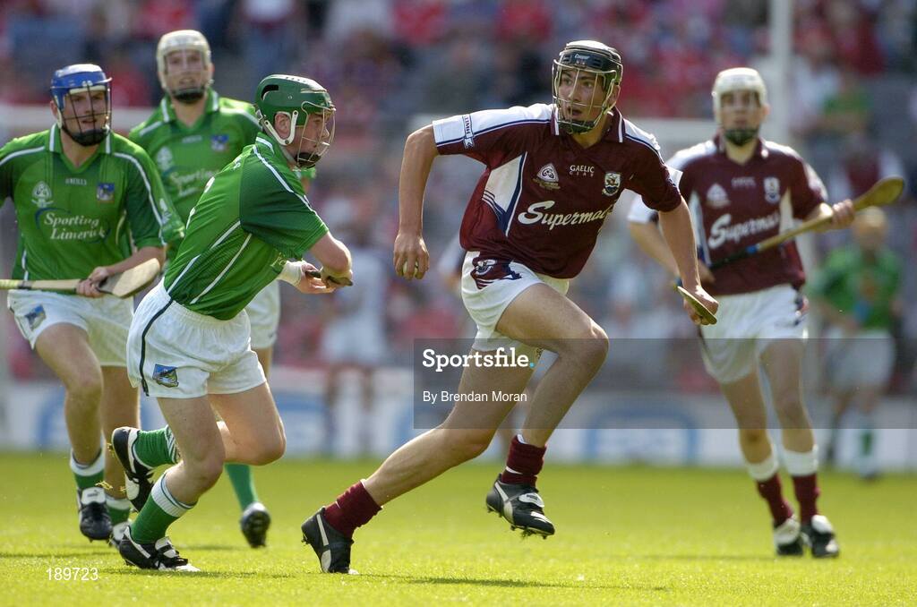 11 September 2005; John Greene, Galway, in action against David Moloney, Limerick. ESB All-Ireland Minor Hurling Championship Final, Galway v Limerick, Croke Park, Dublin. Picture credit; Brendan Moran / SPORTSFILE