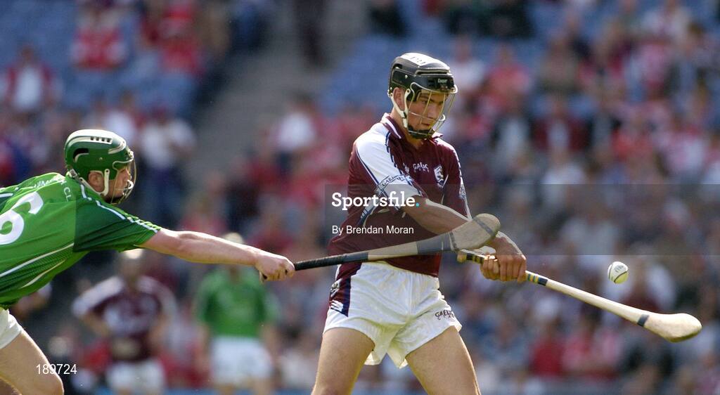 11 September 2005; John Greene, Galway, in action against David Moloney, Limerick. ESB All-Ireland Minor Hurling Championship Final, Galway v Limerick, Croke Park, Dublin. Picture credit; Brendan Moran / SPORTSFILE