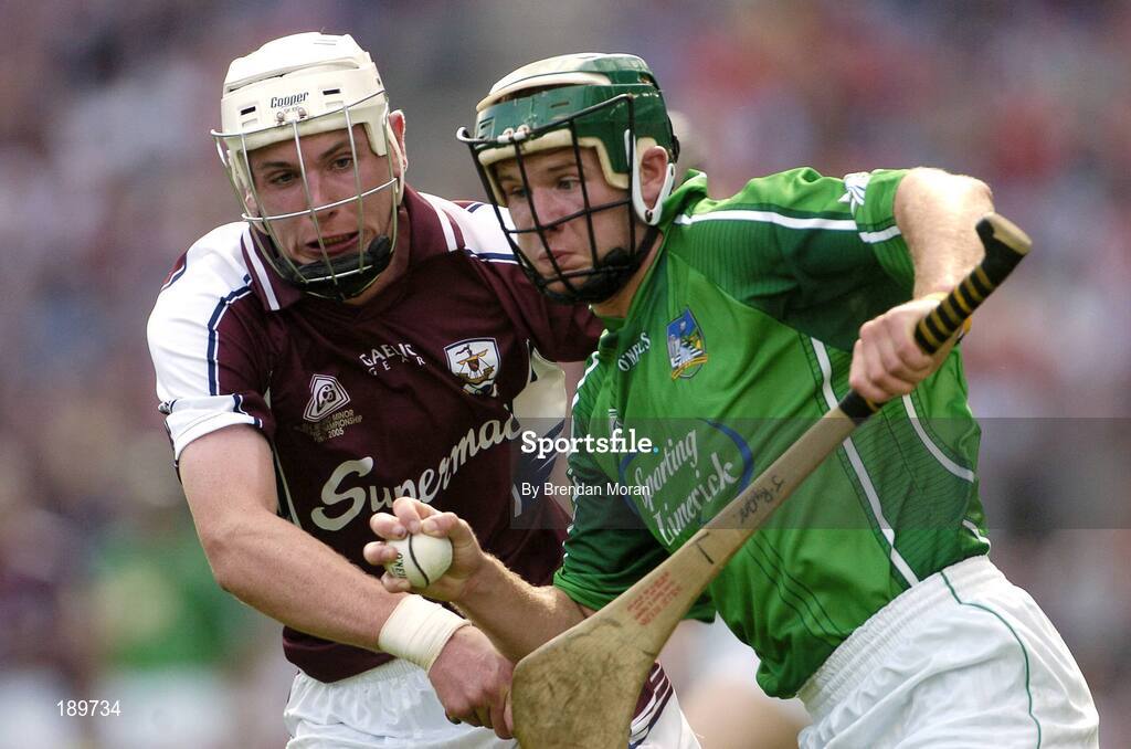 11 September 2005; James Ryan, Limerick, in action against Ciaran O'Donovan, Galway. ESB All-Ireland Minor Hurling Championship Final, Galway v Limerick, Croke Park, Dublin. Picture credit; Brendan Moran / SPORTSFILE