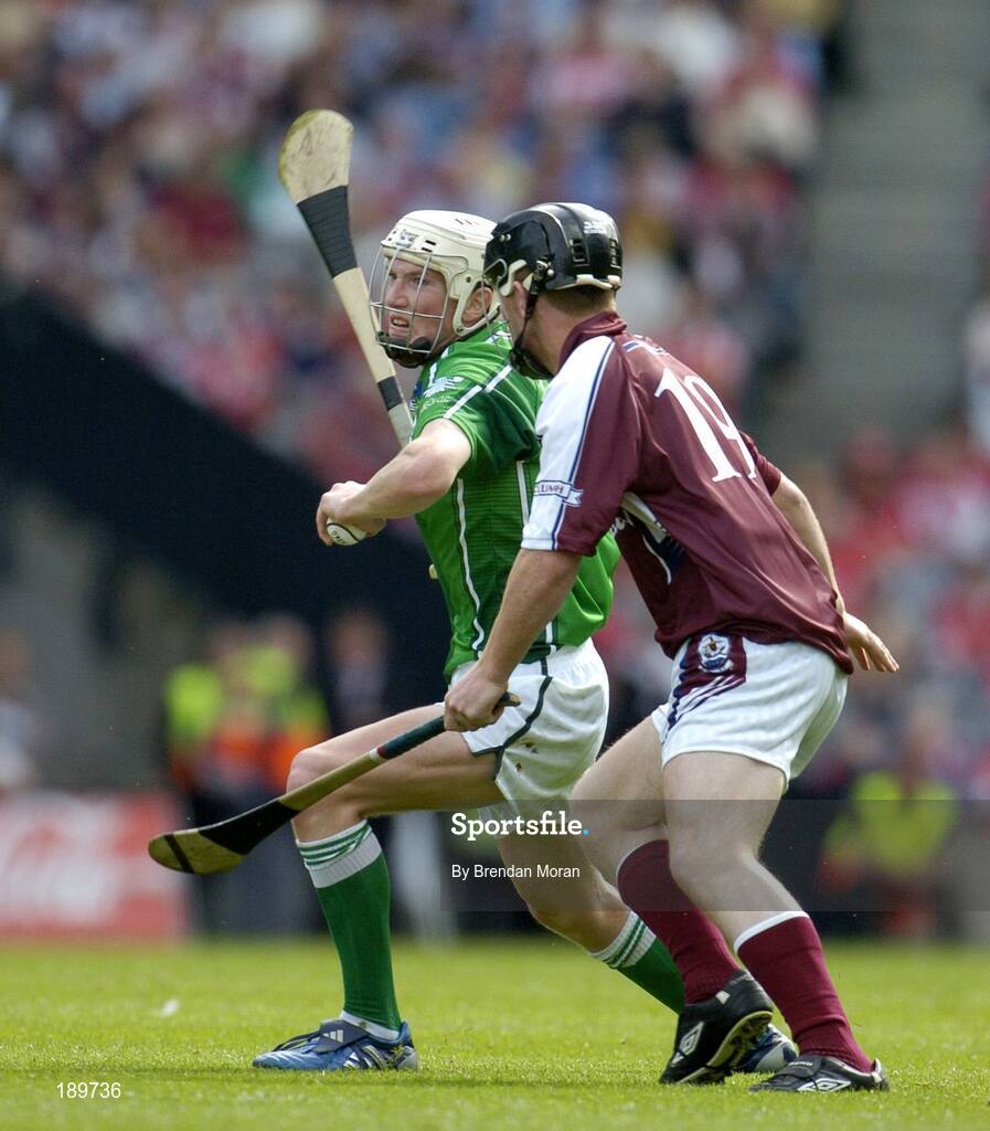 11 September 2005; Seamus Hickey, Limerick, in action against Francis Kerrigan, Galway. ESB All-Ireland Minor Hurling Championship Final, Galway v Limerick, Croke Park, Dublin. Picture credit; Brendan Moran / SPORTSFILE