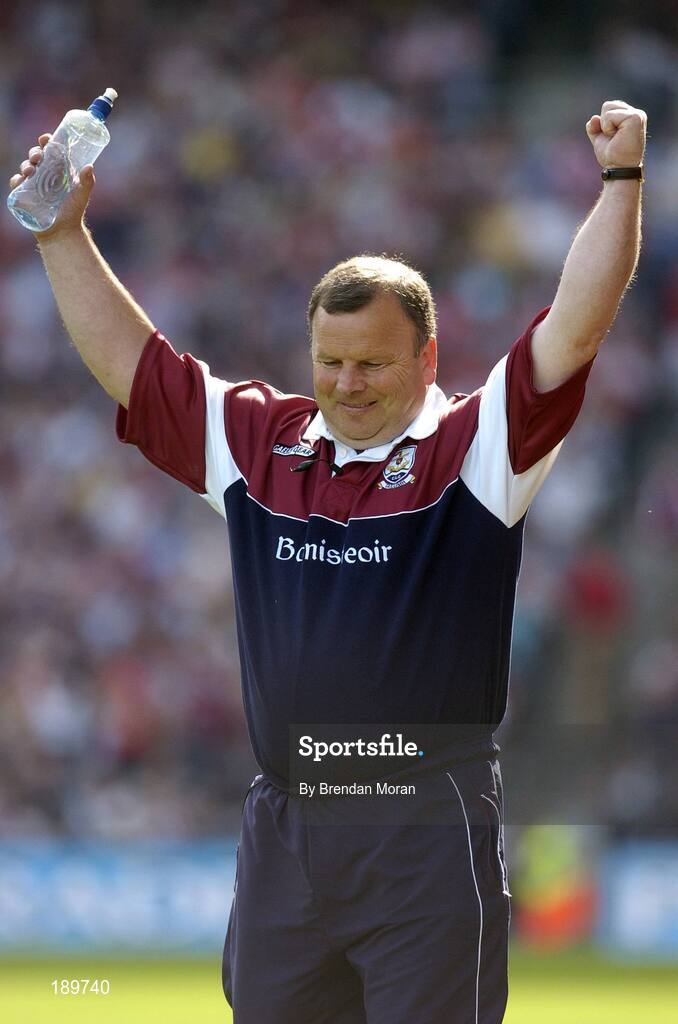 11 September 2005; Galway manager Mattie Murphy celebrates at the final whistle. ESB All-Ireland Minor Hurling Championship Final, Galway v Limerick, Croke Park, Dublin. Picture credit; Brendan Moran / SPORTSFILE