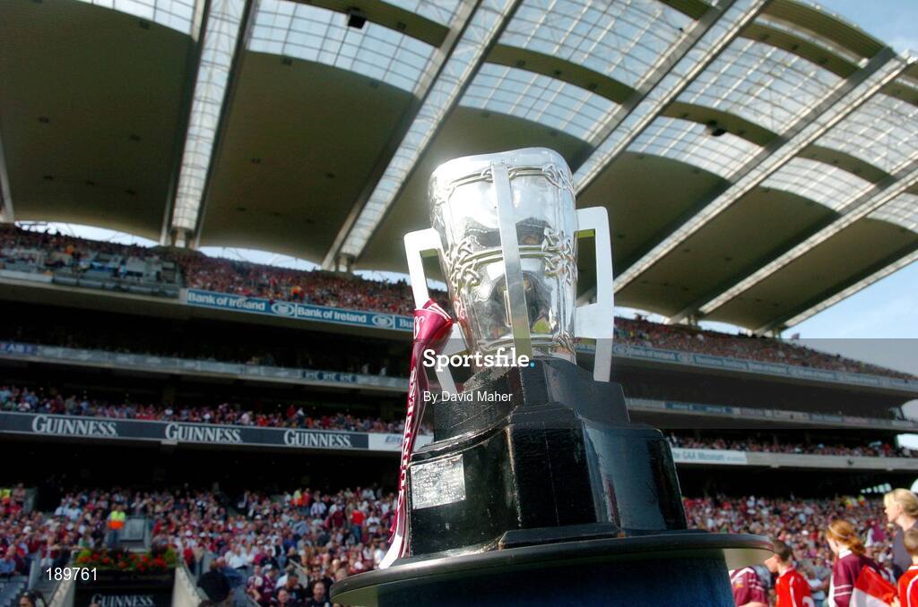 11 September 2005; The Liam MacCarthy cup before the game. Guinness All-Ireland Senior Hurling Championship Final, Galway v Cork, Croke Park, Dublin. Picture credit; David Maher / SPORTSFILE *** Local Caption *** Any photograph taken by SPORTSFILE during, or in connection with, the 2005 Guinness All-Ireland Hurling Final which displays GAA logos or contains an image or part of an image of any GAA intellectual property, or, which contains images of a GAA player/players in their playing uniforms, may only be used for editorial and non-advertising purposes.  Use of photographs for advertising, as posters or for purchase separately is strictly prohibited unless prior written approval has been obtained from the Gaelic Athletic Association.