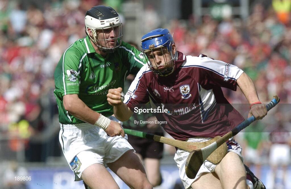 11 September 2005; Conor Kavanagh, Galway, in action against Liam Hurley, Limerick. ESB All-Ireland Minor Hurling Championship Final, Galway v Limerick, Croke Park, Dublin. Picture credit; Damien Eagers / SPORTSFILE
