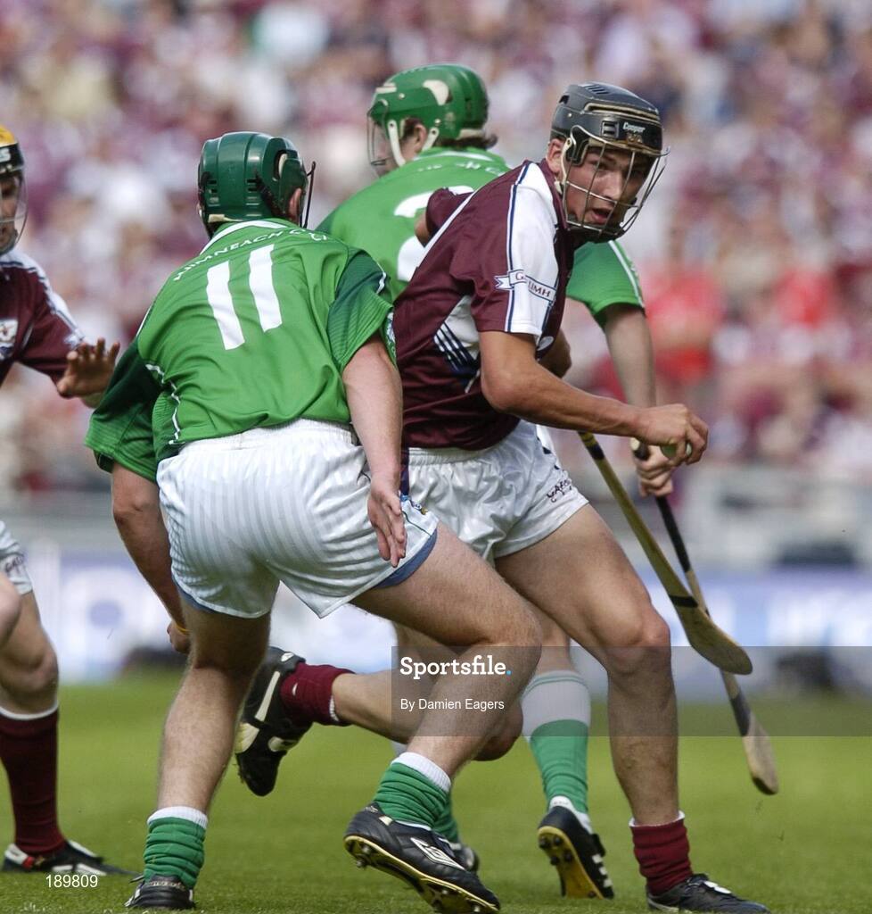 11 September 2005; John Greene, right, Galway, in action against James Ryan, Limerick. ESB All-Ireland Minor Hurling Championship Final, Galway v Limerick, Croke Park, Dublin. Picture credit; Damien Eagers / SPORTSFILE