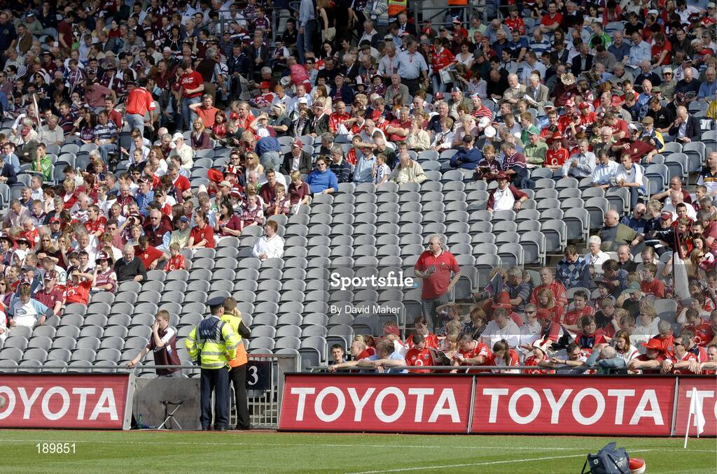11 September 2005; Empty seats in Croke Park at 2:53pm. Guinness All-Ireland Senior Hurling Championship Final, Galway v Cork, Croke Park, Dublin. Picture credit; Ray McManus / SPORTSFILE *** Local Caption *** Any photograph taken by SPORTSFILE during, or in connection with, the 2005 Guinness All-Ireland Hurling Final which displays GAA logos or contains an image or part of an image of any GAA intellectual property, or, which contains images of a GAA player/players in their playing uniforms, may only be used for editorial and non-advertising purposes.  Use of photographs for advertising, as posters or for purchase separately is strictly prohibited unless prior written approval has been obtained from the Gaelic Athletic Association.