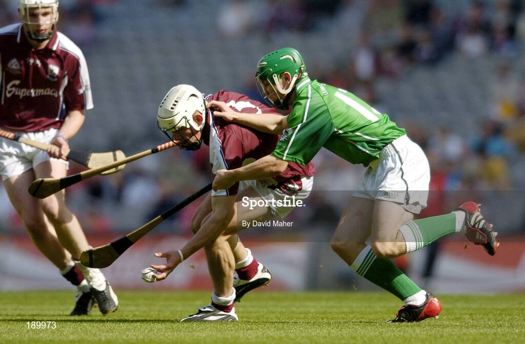 11 September 2005; Paul Loughnane, Galway, in action against Michael Ryan, Limerick. ESB All-Ireland Minor Hurling Championship Final, Galway v Limerick, Croke Park, Dublin. Picture credit; David Maher / SPORTSFILE