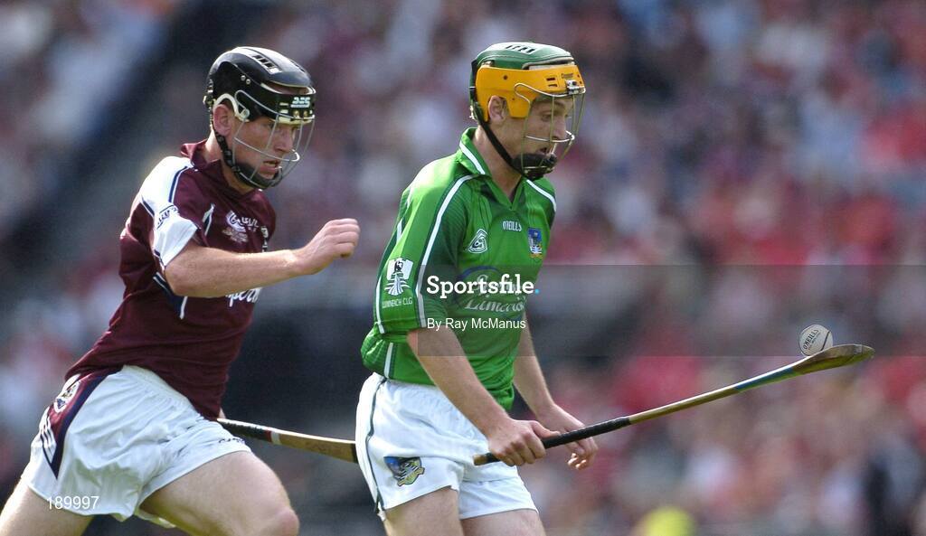 11 September 2005; Don Hanley, Limerick, in action against Francis Kerrigan, Galway. ESB All-Ireland Minor Hurling Championship Final, Galway v Limerick, Croke Park, Dublin. Picture credit; Ray McManus / SPORTSFILE