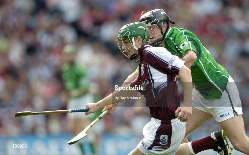 11 September 2005; Shane Howley, Galway, in action against Eoin Ryan, Limerick. ESB All-Ireland Minor Hurling Championship Final, Galway v Limerick, Croke Park, Dublin. Picture credit; Ray McManus / SPORTSFILE