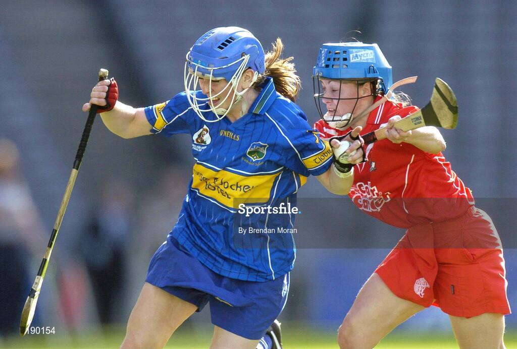 18 September 2005; Philly Fogarty, Tipperary, in action against Vivienne Harris, Cork. Tipperary v Cork, Foras na Gaeilge All-Ireland Senior Camogie Final, Croke Park, Dublin. Picture credit; Brendan Moran / SPORTSFILE