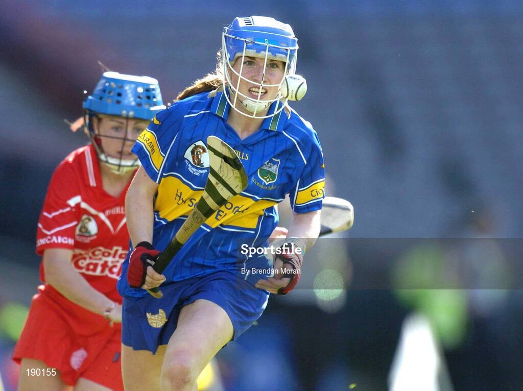 18 September 2005; Philly Fogarty, Tipperary, in action against Vivienne Harris, Cork. Tipperary v Cork, Foras na Gaeilge All-Ireland Senior Camogie Final, Croke Park, Dublin. Picture credit; Brendan Moran / SPORTSFILE