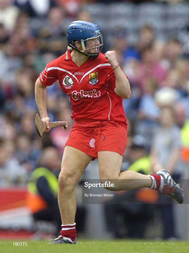 18 September 2005; Emer Dillon, Cork, celebrates after scoring a late point. Tipperary v Cork, Foras na Gaeilge All-Ireland Senior Camogie Final, Croke Park, Dublin. Picture credit; Brendan Moran / SPORTSFILE