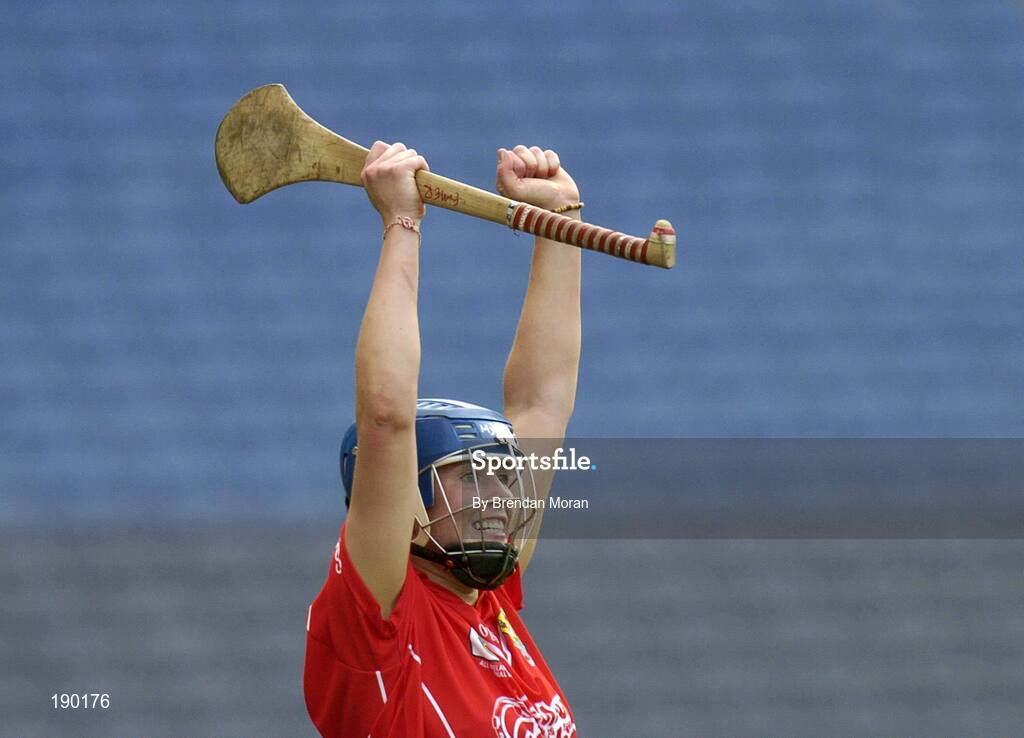 18 September 2005; Emer Dillon, Cork, celebrates after scoring the first or her two late points. Tipperary v Cork, Foras na Gaeilge All-Ireland Senior Camogie Final, Croke Park, Dublin. Picture credit; Brendan Moran / SPORTSFILE