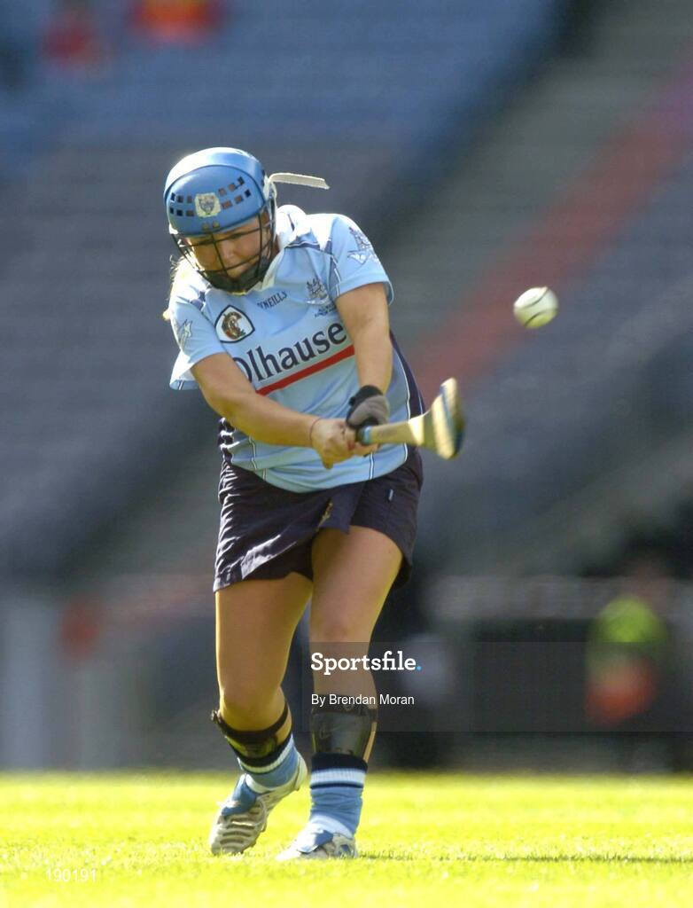 18 September 2005; Niamh Taylor, Dublin, scores the equalising point near the end of the game. Dublin v Clare, All-Ireland Junior Camogie Final, Croke Park, Dublin. Picture credit; Brendan Moran / SPORTSFILE *** Local Caption *** Any photograph taken by SPORTSFILE during, or in connection with, the 2005 Guinness All-Ireland Hurling Final which displays GAA logos or contains an image or part of an image of any GAA intellectual property, or, which contains images of a GAA player/players in their playing uniforms, may only be used for editorial and non-advertising purposes.  Use of photographs for advertising, as posters or for purchase separately is strictly prohibited unless prior written approval has been obtained from the Gaelic Athletic Association.
