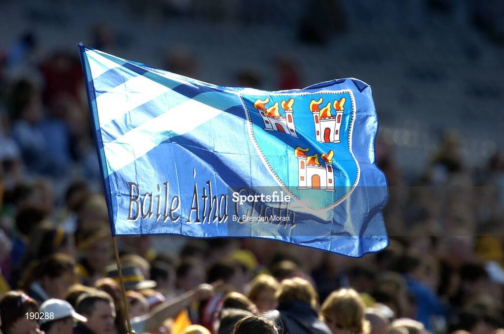 18 September 2005; A Dublin flag flies in the wind. Dublin v Clare, All-Ireland Junior Camogie Final, Croke Park, Dublin. Picture credit; Brendan Moran / SPORTSFILE *** Local Caption *** Any photograph taken by SPORTSFILE during, or in connection with, the 2005 Guinness All-Ireland Hurling Final which displays GAA logos or contains an image or part of an image of any GAA intellectual property, or, which contains images of a GAA player/players in their playing uniforms, may only be used for editorial and non-advertising purposes.  Use of photographs for advertising, as posters or for purchase separately is strictly prohibited unless prior written approval has been obtained from the Gaelic Athletic Association.