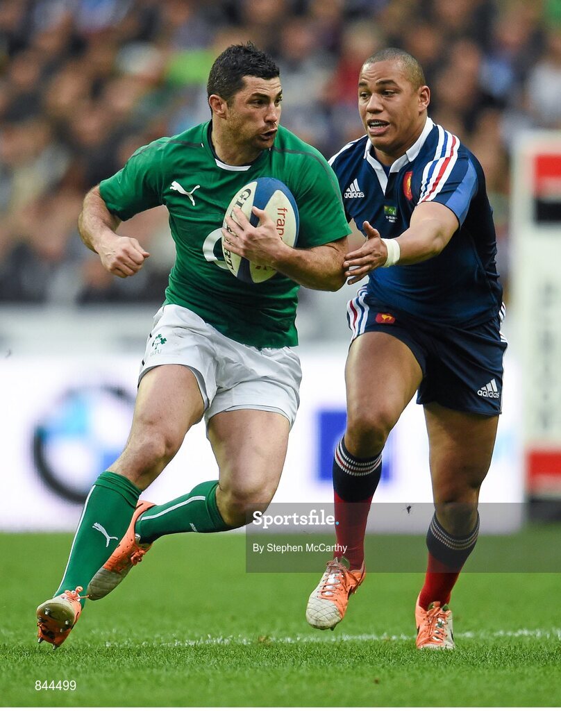 15 March 2014; Rob Kearney, Ireland, in action against Gaël Fickou, France. RBS Six Nations Rugby Championship 2014, France v Ireland. Stade De France, Saint Denis, Paris, France. Picture credit: Stephen McCarthy / SPORTSFILE